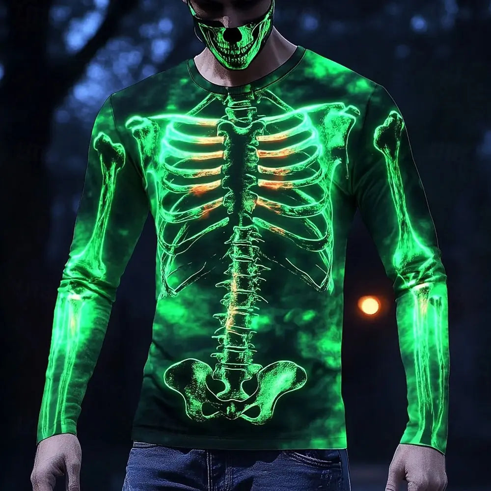 Skeleton Print Long Sleeve Shirt