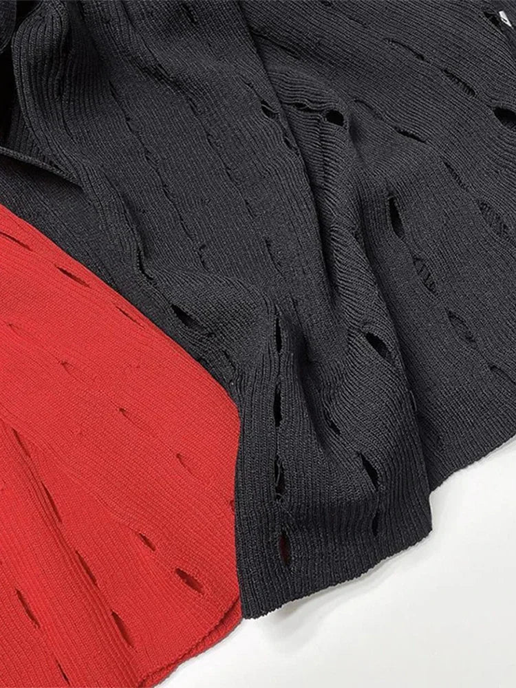 V-Neck Knitted Button Long Dress