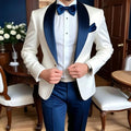 Peak-Lapel Thin-Stripe Groom Suit Set