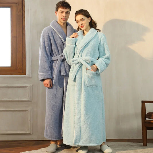 2025 Autumn & Winter Thick Flannel Bathrobe