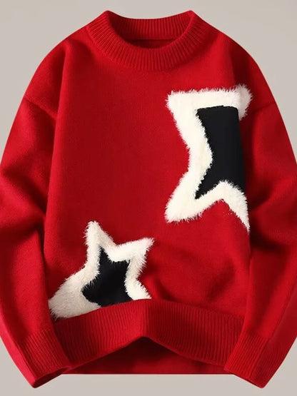 Star Pattern Jacquard Knit Sweater