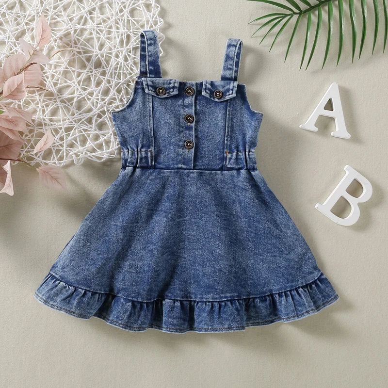 Sleeveless Denim Toddler Dress