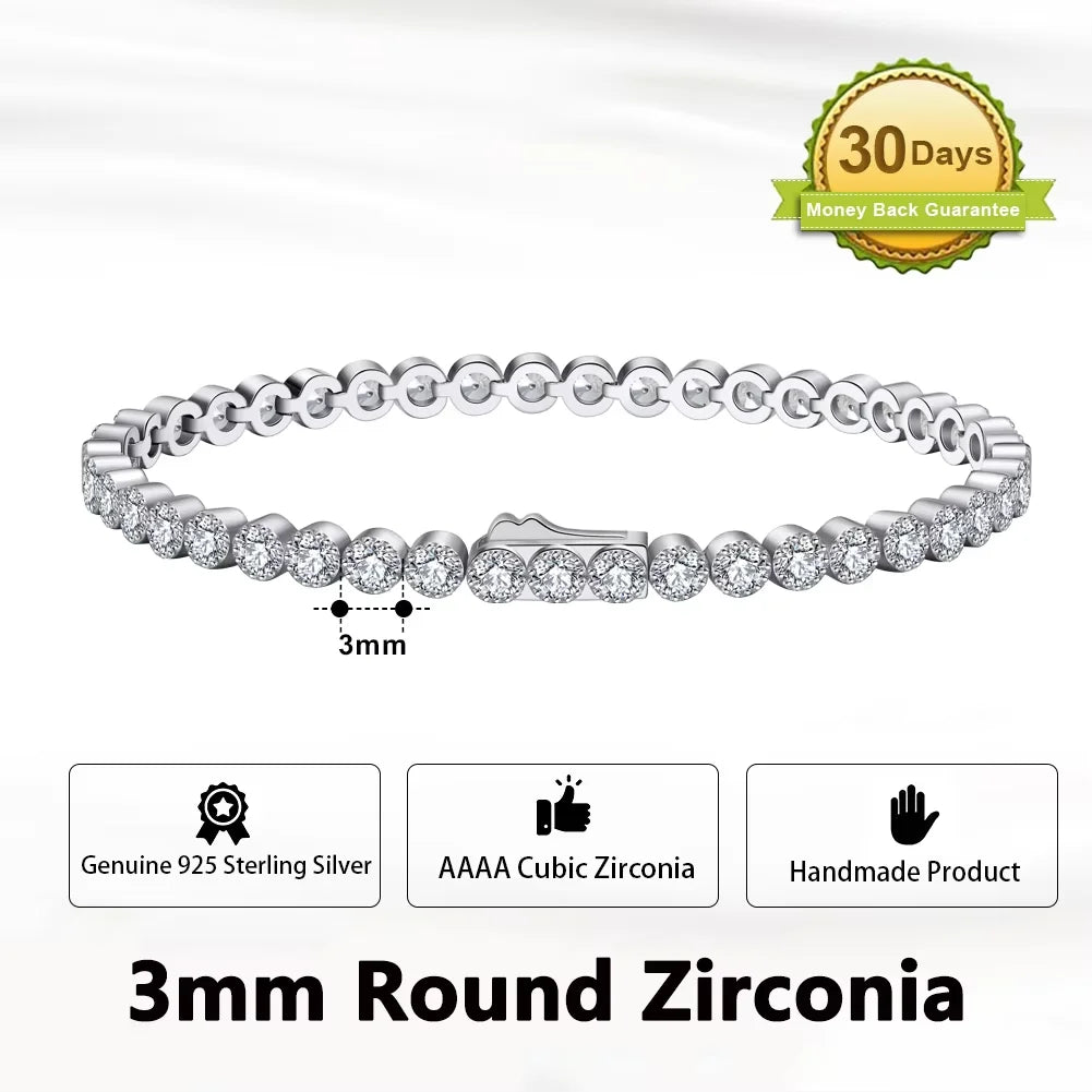 Sterling Silver Tennis Chain Bracelet