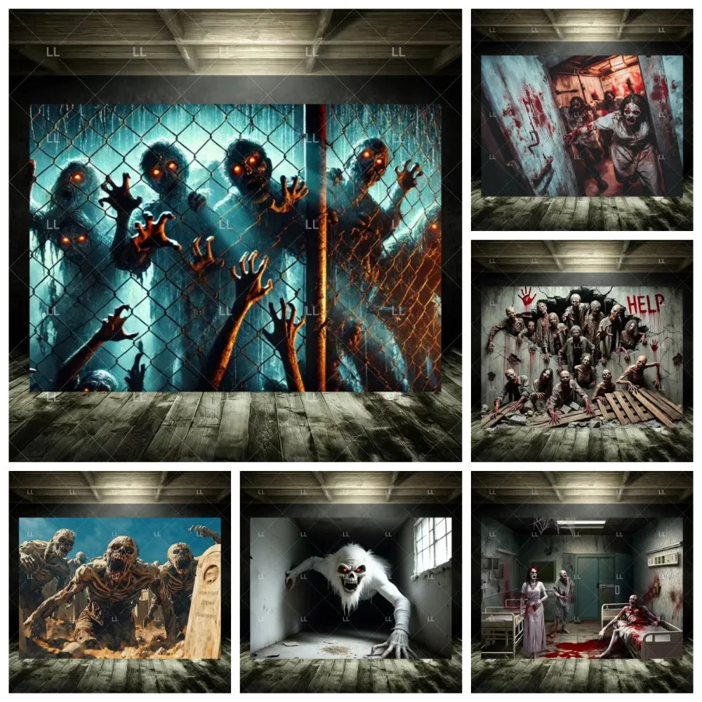 Zombie Explosion Halloween Photography Backdrop