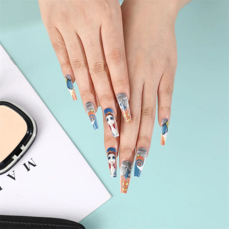 Gradient Wearing Fake Nails Long
