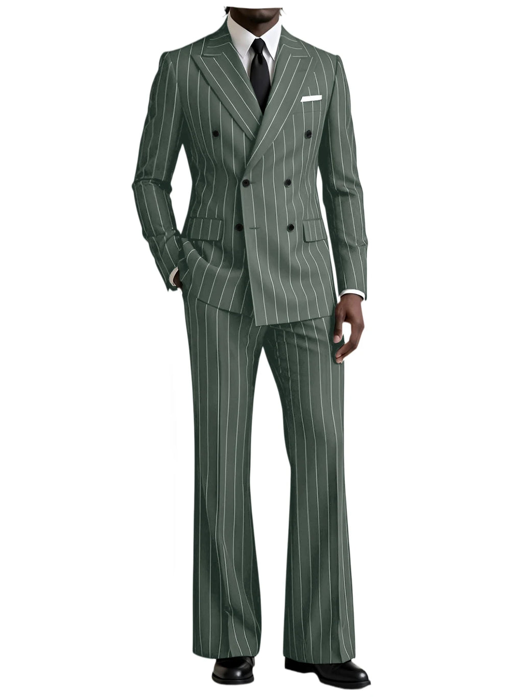 Striped Flare-Pants Formal Tuxedo Set