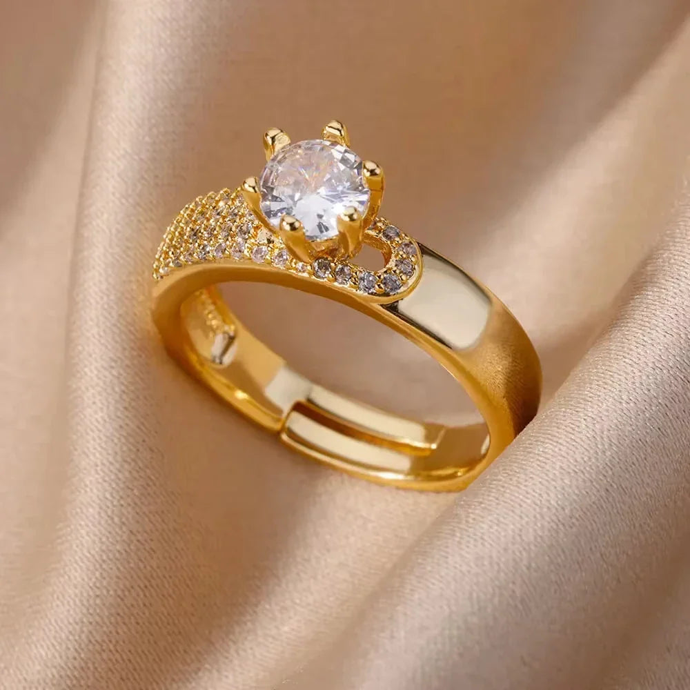 Gold Plated Crystal Ring