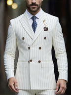 Pinstripe Double-Breasted Peak-Lapel Suit