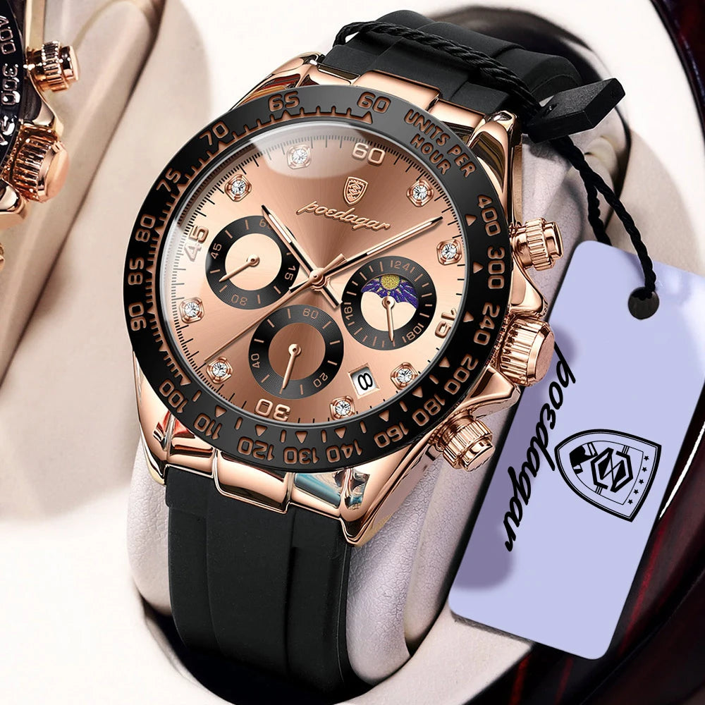 POEDAGAR Military Chronograph Silicone Watch