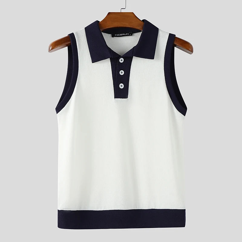 INCERUN Patchwork Button Vest