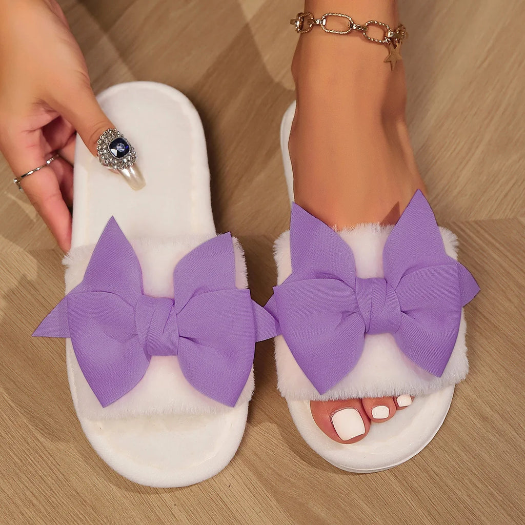 Women Bow Winter Slippers