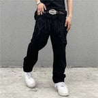 Embroidered Letter Loose Hip-Hop Jeans