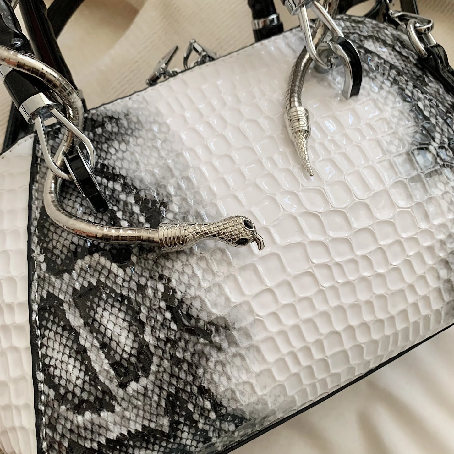 Snake Decor Crossbody Bag
