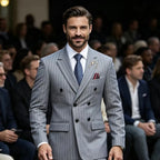 Pinstripe Double-Breasted Peak-Lapel Suit