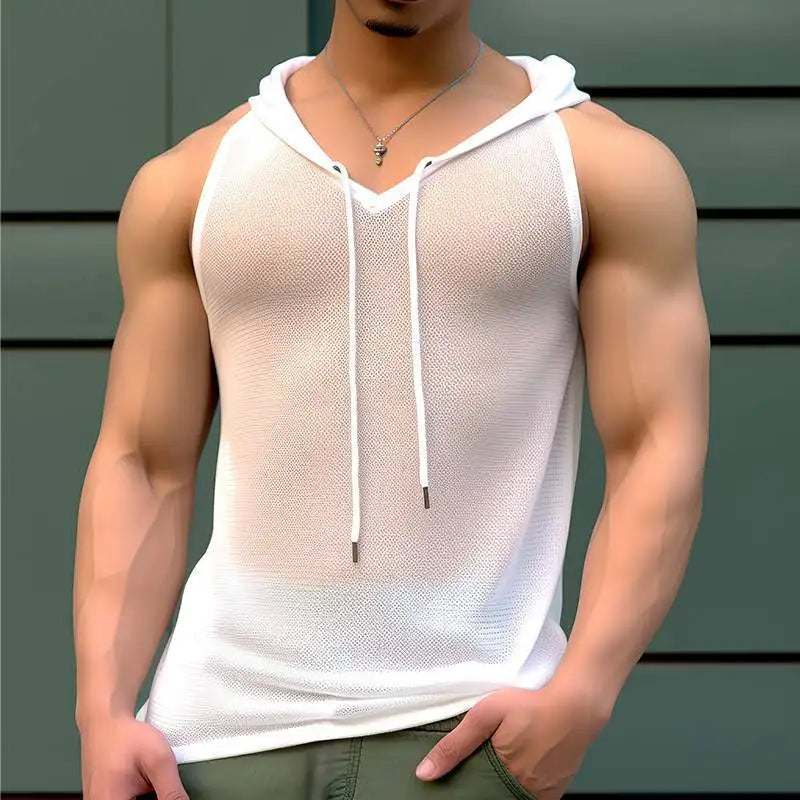 Hooded Drawstring Fitness Vest