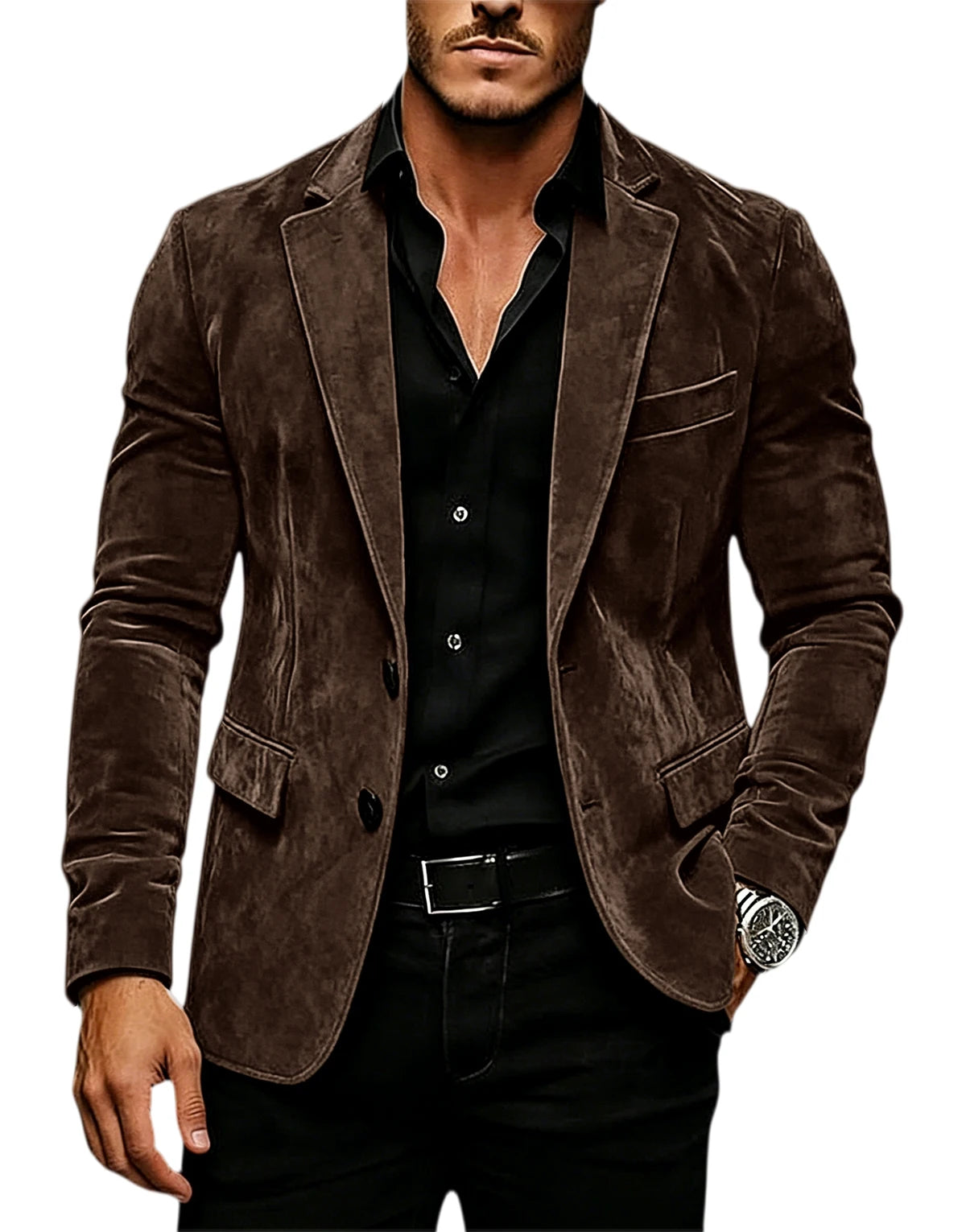 Suede Texture Notch-Lapel Sport Coat