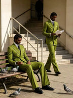 Striped Flare-Pants Formal Tuxedo Set