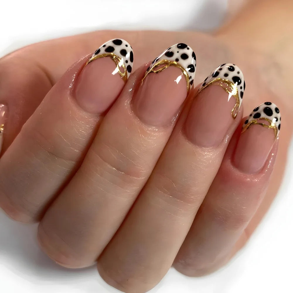 French Tip Fake Nails Almond