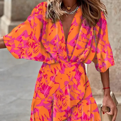 Elegant Printed Long Shirt Dress