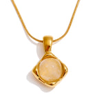 Gold Stone Pendant Necklace