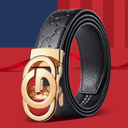 Men’s Leather Belt with Alloy Buckle