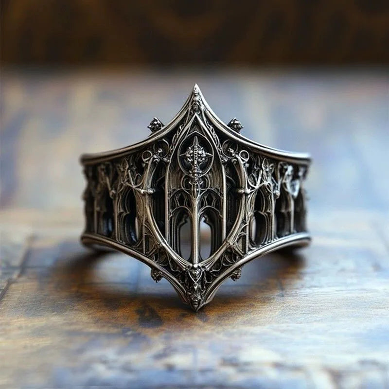 Gothic Openwork Wide-Band Ring