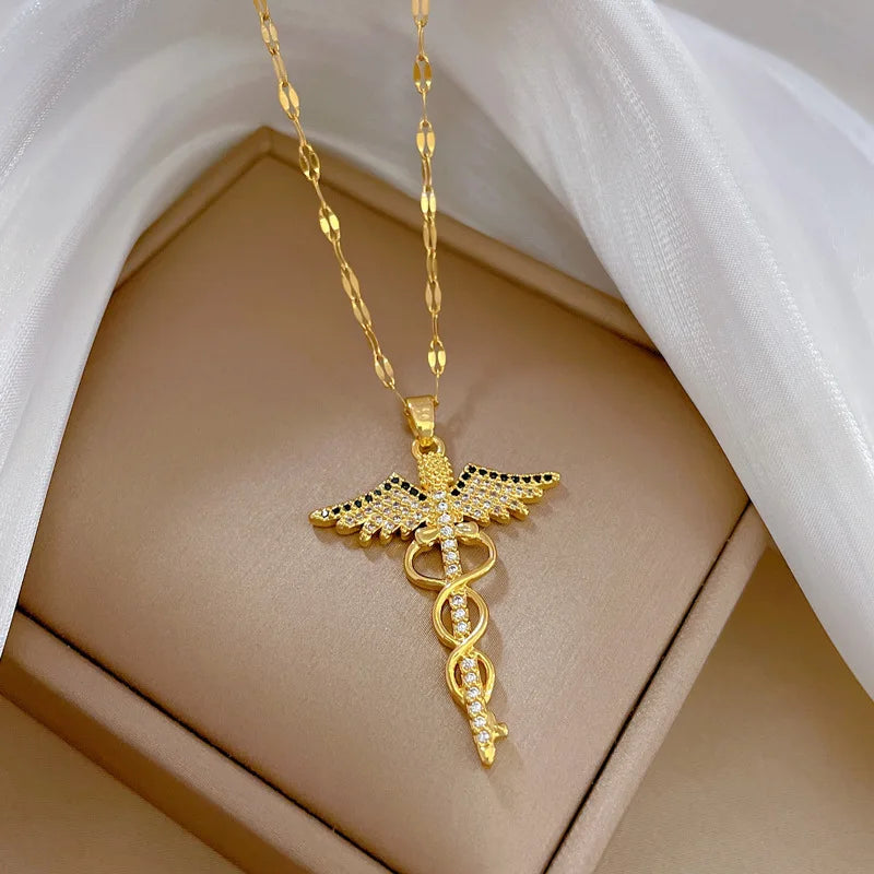 Dragonfly Zircon Pendant Necklace