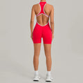 High-Stretch Knit Zip-Front Playsuit