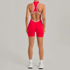 High-Stretch Knit Zip-Front Playsuit