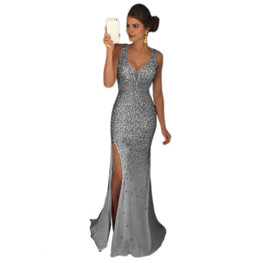 Sequin Mesh Evening Party Dress