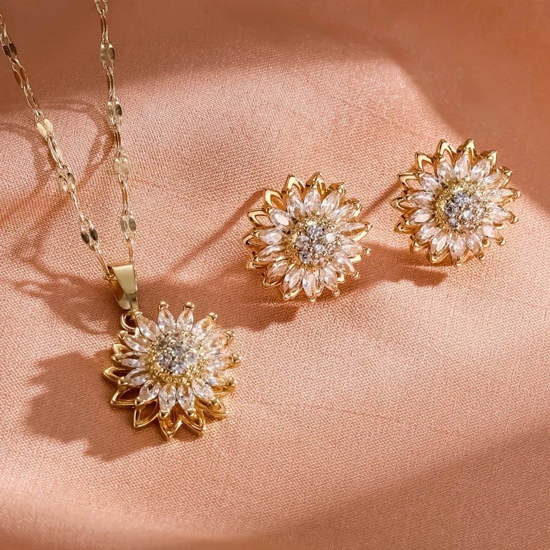 Sunflower Zircon Jewelry Set