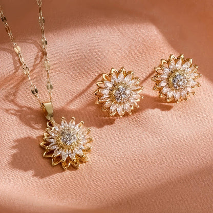 Sunflower Zircon Jewelry Set