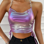 Non-Woven Construction Polyester Solid Crop Top