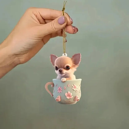 Cute Teacup Puppy Keychain