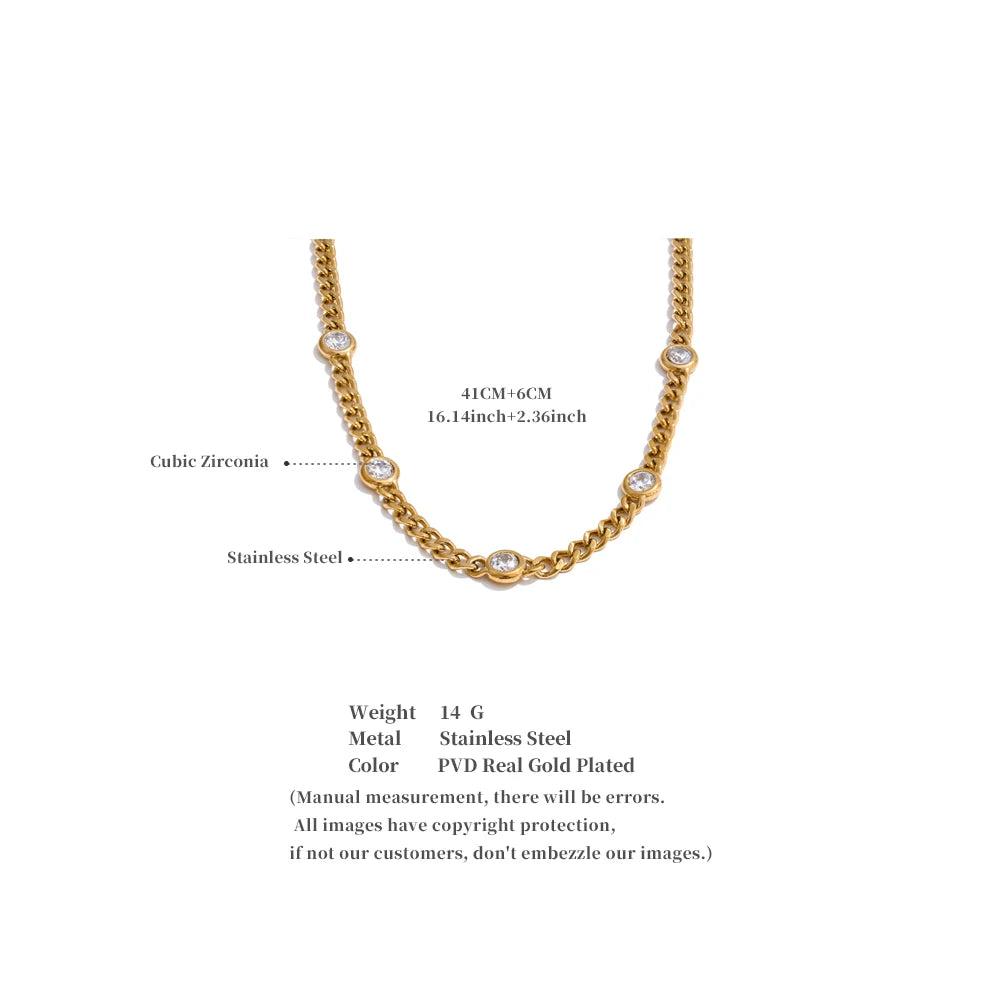 Gold Zircon Chain Necklace