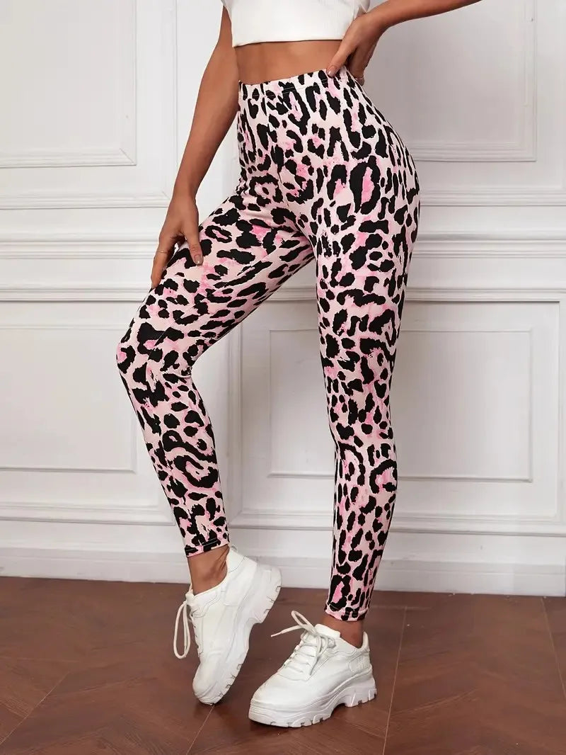 VESICE Leopard Print Slim Leggings