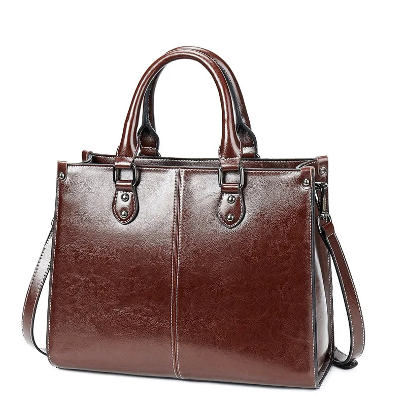 Genuine Leather Box Tote