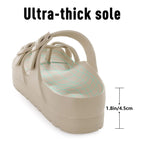 Women Buckle Platform Slides