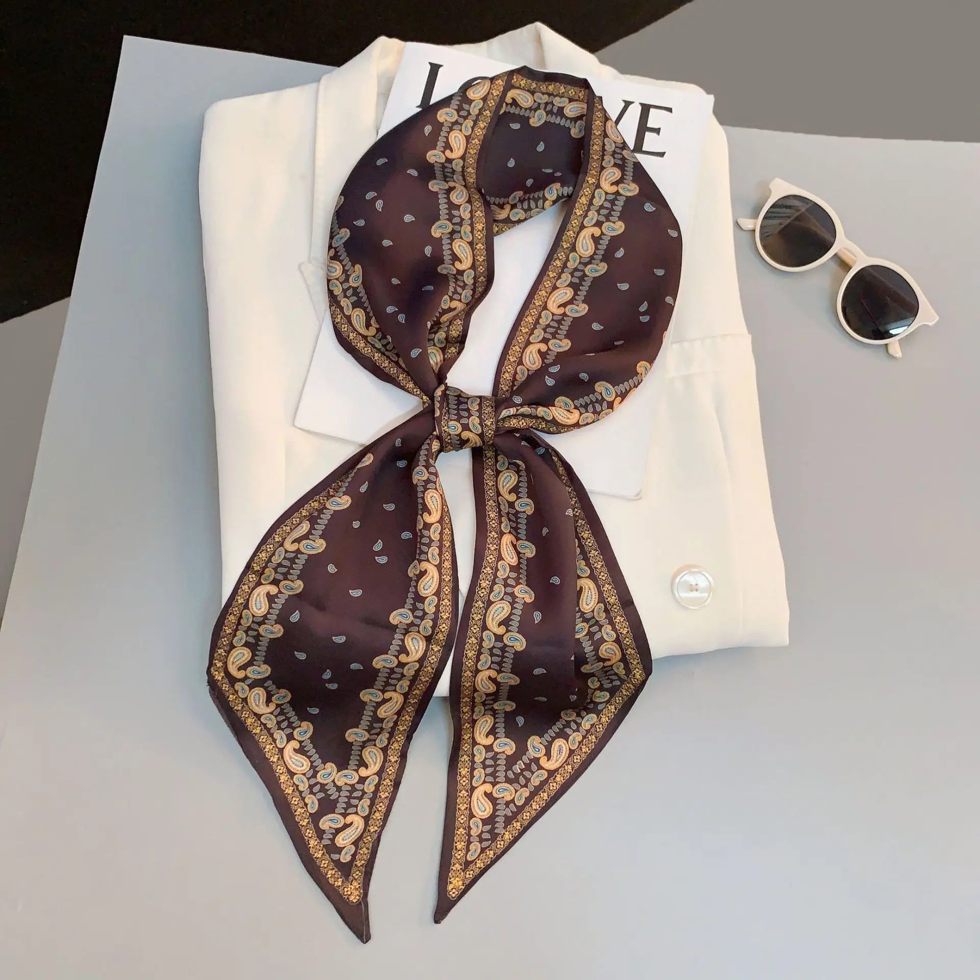 Horse Pattern Long Silk Scarf