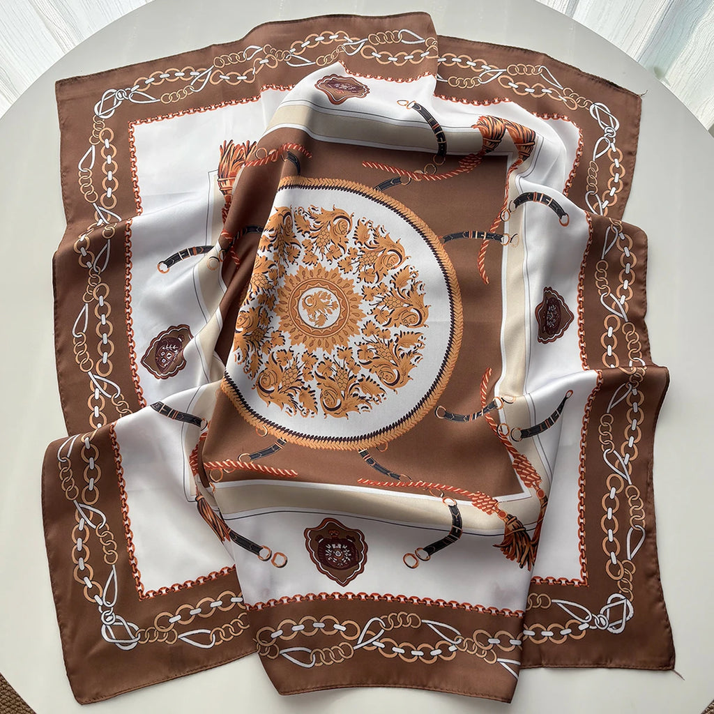 Chain Print Square Hijab Scarf