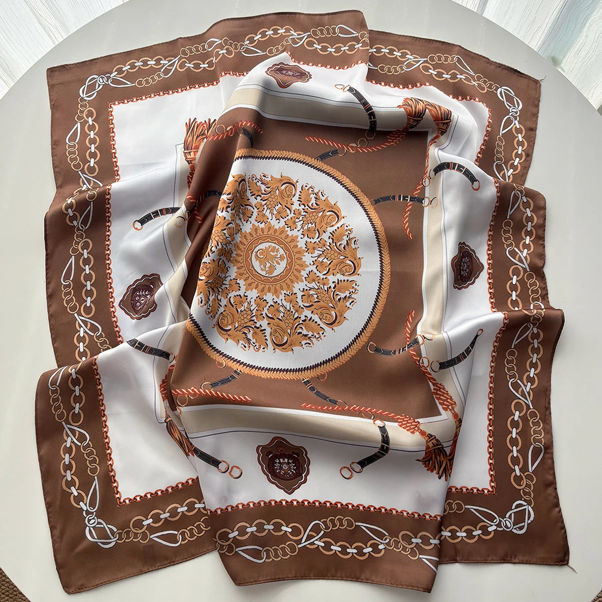 Chain Print Square Hijab Scarf