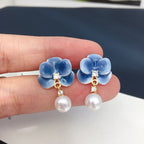 Pearl Plant Stud Earrings