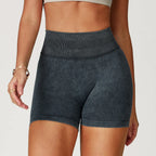 Sand-Washed High-Waist Yoga Shorts