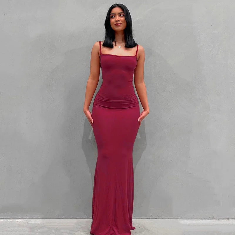 Spaghetti Strap Bodycon Maxi Dress