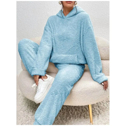 Women’s Plush Hooded Sweatshirt & Trousers 2-Piece Set