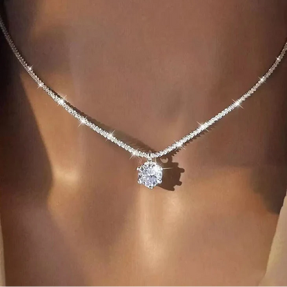 Crown Moissanite Silver Necklace