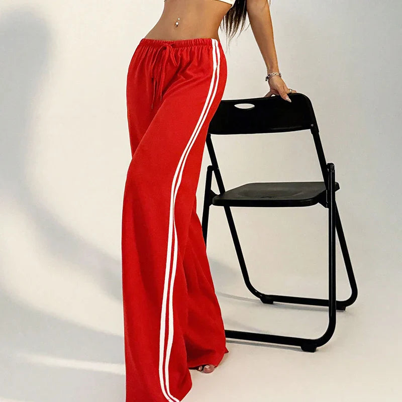Women’s Striped Drawstring Straight Pants