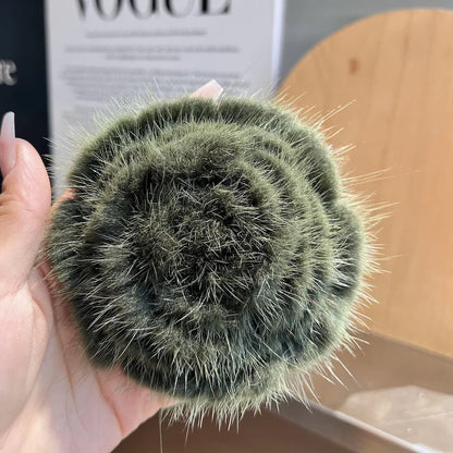 Real Mink Fur Flower Brooch