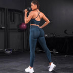 Nylon Geometric Print Sleeveless Two-Piece Yoga Set