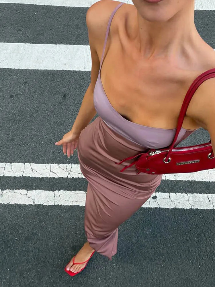 Slim-Fit Patchwork Camisole Dress